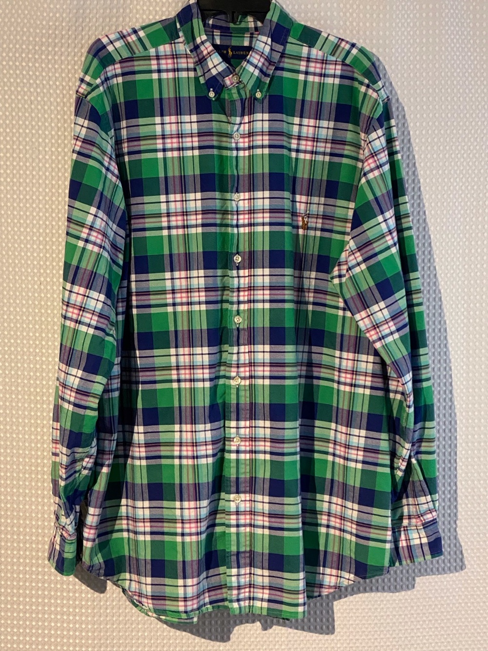 Polo Ralph Lauren Plaid Button Down Shirt Mens XLT Tall Cotton Long Sleeve